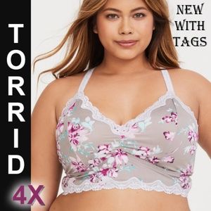 NWT Grey Floral Microfiber Bralette 4X / 26